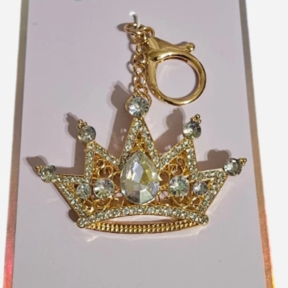 Gold Large 3D Crown Bag Charm - Picture 3 of 9